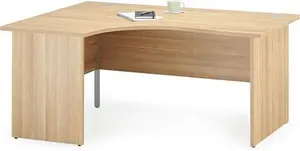 American Light Oak Curved Executive Panel End Office Desk | Right Hand 1600mm Wide Curved Desk American Oak