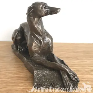 Greyhound dog figurine in solid cold cast bronze designed by Harriet Glen