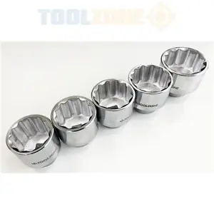 Toolzone 5PC 3/4" Drive Socket Set - 55, 56, 60, 65, & 70mm - Chrome Vanadium