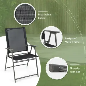 Costway 2 Pieces Patio Folding Chairs Outdoor Portable Dining Chairs with Armrests