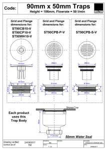 McAlpine ST90CP10-V 90mm Vertical Shower Trap