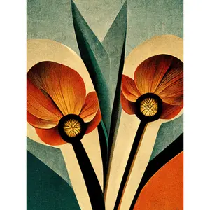 Flower Illustration Art Deco Tulips - Print Unframed / 40.5cm H x 30.5cm W