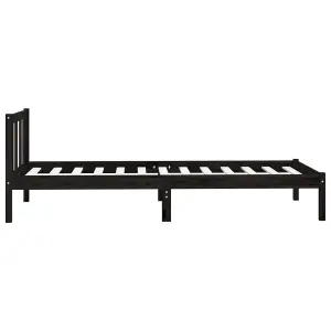 Berkfield Bed Frame Black Solid Pinewood 100x200 cm