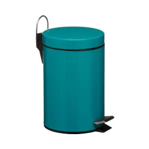 Interiors By Premier Stylish Design 3Ltr Turqoise Pedal Bin, Compact Composite Bin For Kitchen, Convenient Bin With Handle