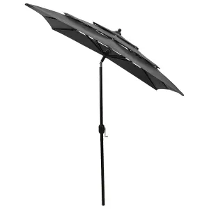 Berkfield 3-Tier Parasol with Aluminium Pole Anthracite 2x2 m