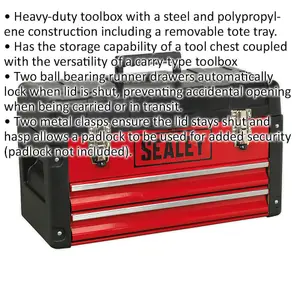 Durable Portable 3 Drawer Toolbox with Auto Locking Mechanism - Red - Ideal Tool Storage Solution