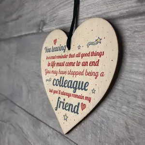 Red Ocean Colleague Gift Friendship Friend Wooden Heart Plaque Colleague Leaving Office Gift Thank You