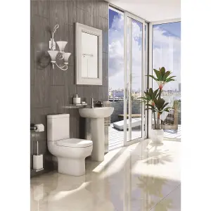 Premium OPEN BACK Toilet Set (Chelsea) - Rimless Pan - Cistern - Soft Close Seat - Includes Chrome Flush Button