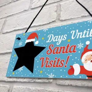 Red Ocean CHALKBOARD Christmas Santa Countdown Hanging Family Sign Advent Welcome Tree Wall Decoration