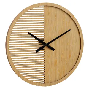 Interiors By Premier Easily Maintained Large Wooden Wall Clock, Large Wood Dial Clock In Kitchen, Contemporary Large Wall Clock