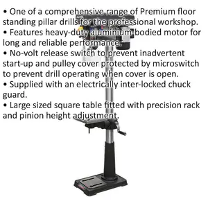 Premium 16 Speed Floor Pillar Drill with 600W Motor and 16mm Chuck