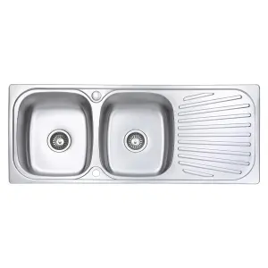 JASSFERRY Inset Kitchen Sink Stainless Steel Matt Double Bowl Reversible Drainer