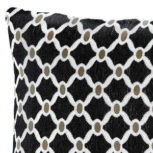 Berkley Luxury Geometric Chenille Cushion Black 55cm x 55cm