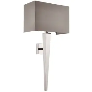 Rectangular Dimmable Wall Light Chrome & Grey Shade Modern Bedside Lamp Fitting