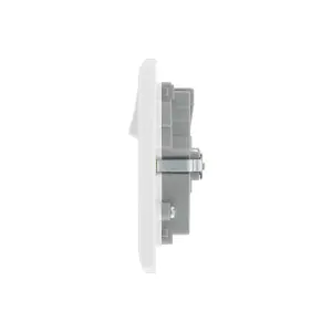 LAP White Double 13A Raised slim Switched Screwed Socket with USB, x2 & White inserts