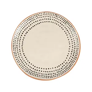 Nicola Spring - Spotted Rim Stoneware Side Plate - 20.5cm - Monochrome