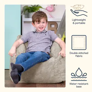 icon Kids Morgan Corduroy Armchair Bean Bag Natural Beige Childrens Bean Bags