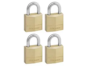 Master Lock - Solid Brass 20mm Padlock 3-Pin - Keyed Alike x 4