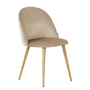 Heavener Velvet Upholstered Dining Chair | Side Chair | Wooden Legs (Set of 4) Beige