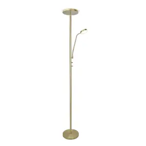 Luminosa Teo Dimmable LED Floor Lamp 18.5W and Reading Light 4.5W Antique Brass