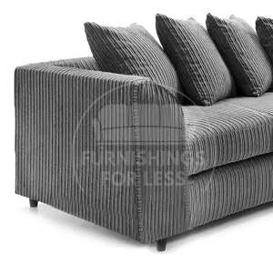 Luxor Grey Jumbo Cord Large 5 Seater Corner Sofa Long Right Hand Facing