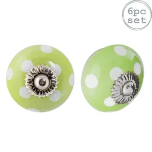 Nicola Spring - Round Ceramic Cabinet Knobs - Spot - Pack of 6