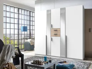 ROMA White And Oak 5 Door wardrobe