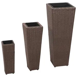 Berkfield Garden Raised Beds 3 pcs Poly Rattan Brown