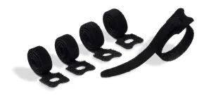 Durable CAVOLINE Reusable Hook and Loop Cable Tie Straps - 5 Pack - Black