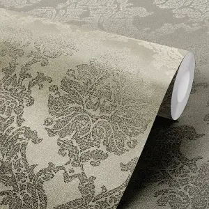 Muriva Gold Damask Metallic effect Embossed Wallpaper