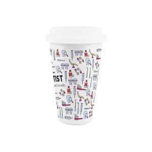 Dentist Ceramic Travel Mug - Novelty Trades Gifts/New Job Presents - Double-Walled Insulated Hot/Cold Drinks Cup