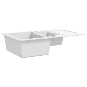 Berkfield Granite Kitchen Sink Double Basins White