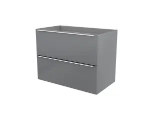 GoodHome Imandra Gloss Grey Wall-mounted Bathroom Vanity unit (H) 600mm (W) 800mm