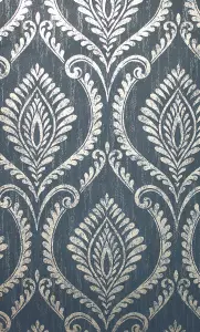 Crown Estelle Damask Navy Wallpaper M1758