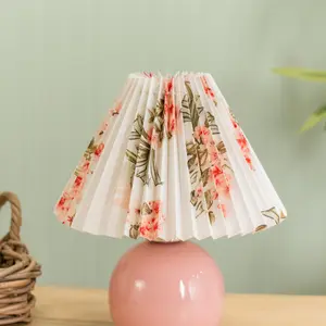 ValueLights Pink Floral Touch Button Rechargeable Table Lamp