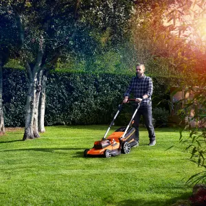 LawnMaster 48V 46cm Cordless Lawnmower with 2x Spare Batteries and Rear Roller - 2 Year Guarantee