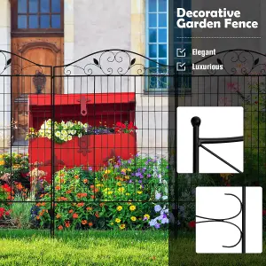 Costway 4 Panels Steel Decorative Garden Fence Folding Wire Patio Fences