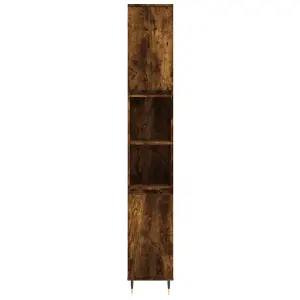 Berkfield Bathroom Cabinet Smoked Oak 30x30x190 cm Engineered Wood