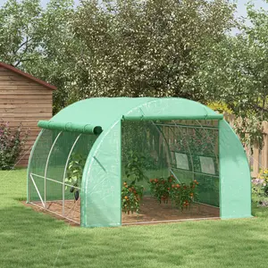 Outsunny 3 x 3 x 2 m Polytunnel Greenhouse Pollytunnel Tent Steel Frame Green