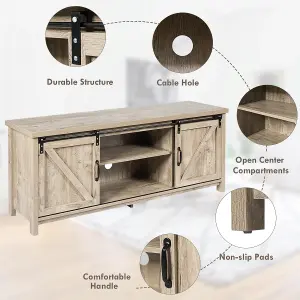 Costway Modern TV Cabinet for 60" Wooden Media Storage Shelves Stand W/ Cabinets