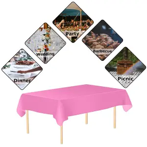 Hot Pink Plastic Table Cover, Disposable Wipe Clean Waterproof Tablecloth - 54"x108"