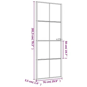 Berkfield Interior Door Slim Black 76x201.5 cm Tempered Glass and Aluminium