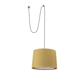 Luminosa Samba Black, Yellow Cylindrical Pendant Lamp With Plug