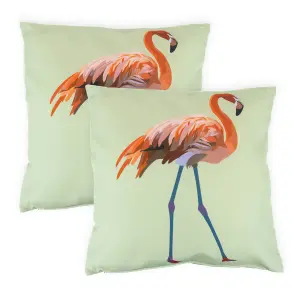 Gardenwize Pair of Outdoor Garden Sofa Chair Furniture Scatter Cushions- Solo Flamingo