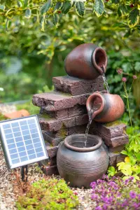 Easy Fountain Pot Wall Pours Solar Powered Garden Feature - L 25 cm x W 26 cm x H 45 cm