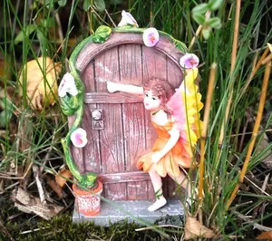 2x Mini Fairy Door Garden Ornaments