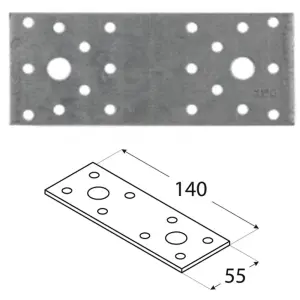 Pack of 10 Heavy Duty Galvanised 2.5mm Thick Jointing Mending Flat Metal Plates  140x55mm