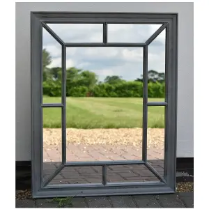 Rectangle Antique Window Wall Mirror Stylish Black Silver