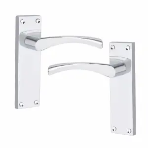 1 Pair of Victorian Scroll Astrid Handle Latch Door Handles Silver Polished Chrome with 150mm x 40mm Backplate