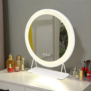 Round Hollywood Vanity Makeup Mirror with LED Lights Dimmable Touch Screen 46cm (H)